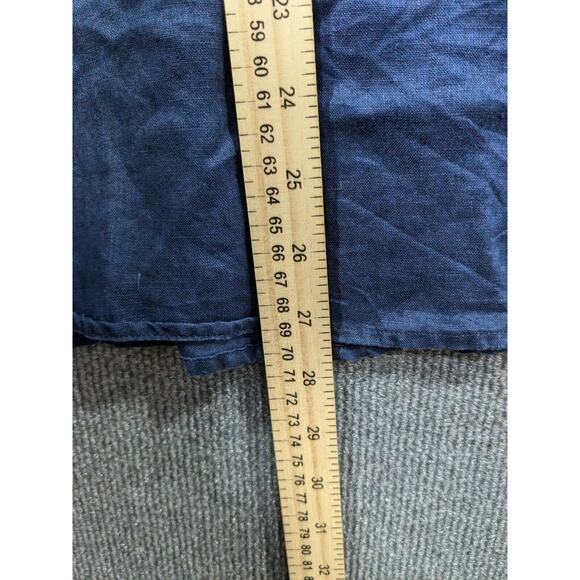 Gap Linen Shirt Womens Large Popover Roll Tab Sleeve Natural Navy Collared - Picture 7 of 10